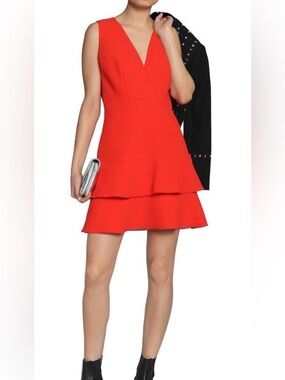 Sandro Red Tiered Ruffle Mini Skirt